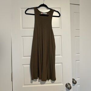 Free people tank dress ribbed olive green